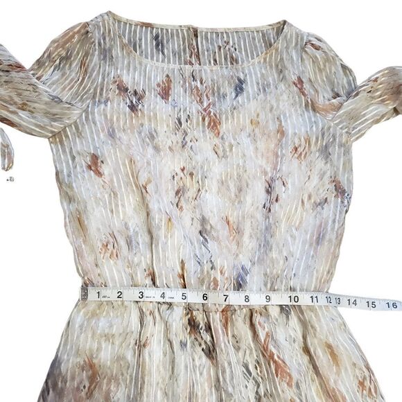 White House Black Market Sheer Stripe Split Long Sleeve Dress - Picture 12 of 16